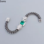 Donia jewelry European and American vintage double headed leopard micro Mosaic AAA zircon men's luxury bracelet