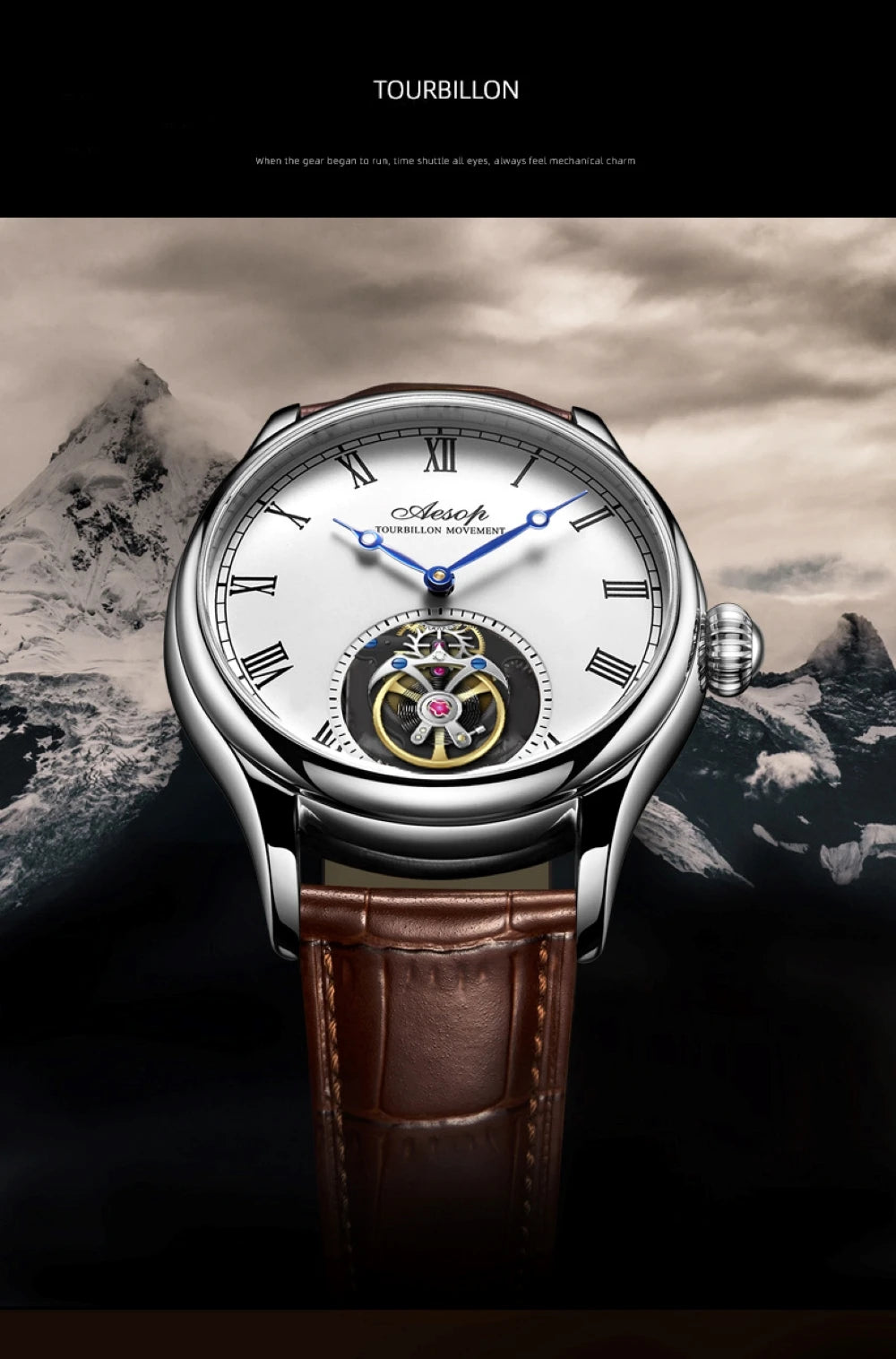 Aesop Real Flying Tourbillon Movement Mechanical Watches Luxury.