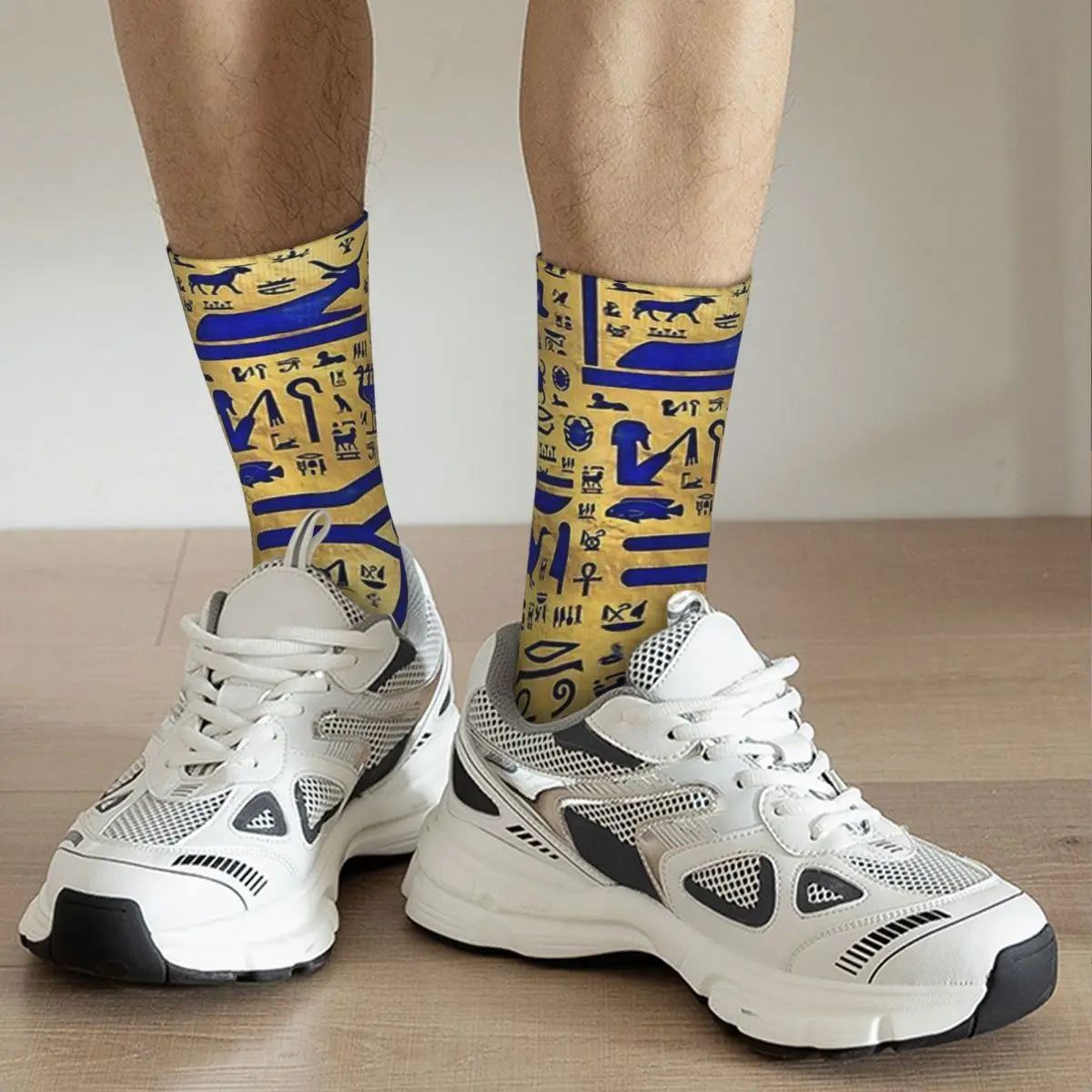 Hieroglyphic Lapis Lazuli And Gold Men's Socks