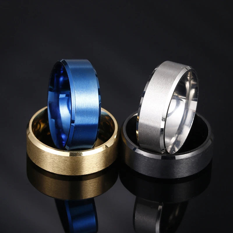 Mens Ring Surface Brushed Stainless Steel.