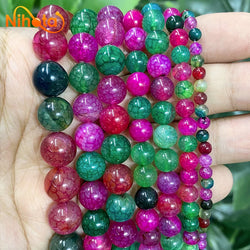 Natural Tourmaline Mixed Dragon Vein Onyx Agates Beads for Jewelry Making.