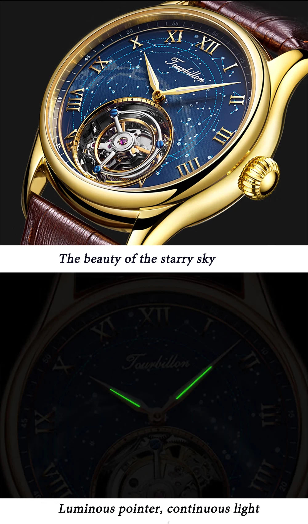 AESOP Real Tourbillon Watch For Men Quality Tourbillon Clock Men Sapphire Starry Sky  Mechanical Watch Relogio Masculino Invcta