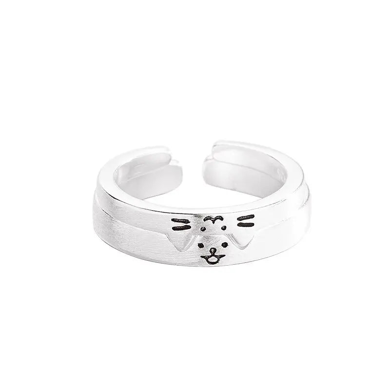 Cute Animal Dog Cat Cuff Finger Rings For Men Women.