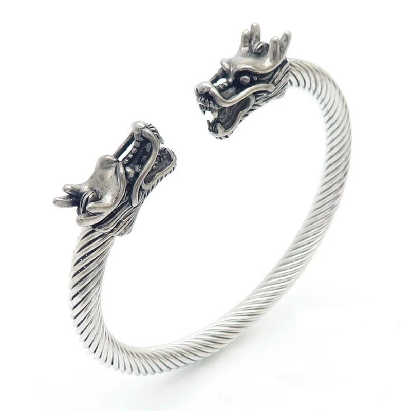 6MM Creative Dragon Charms Open Bangle.