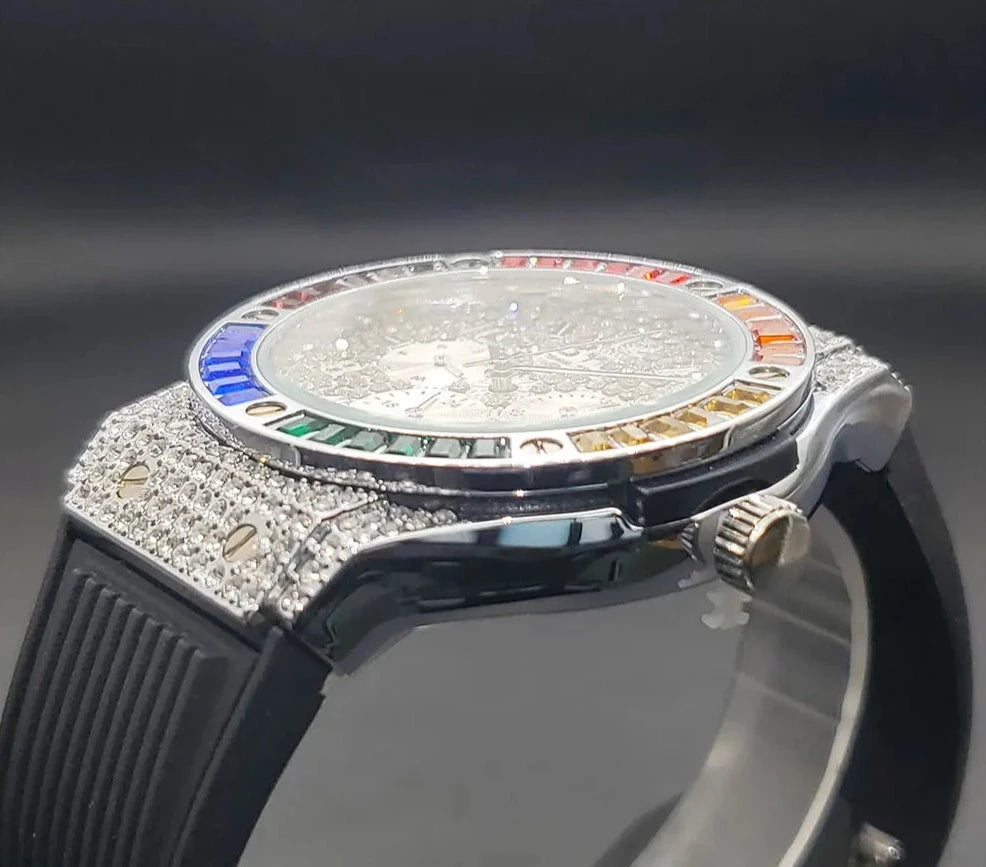 Luxury Men's Rainbow Diamond Sport Watch.