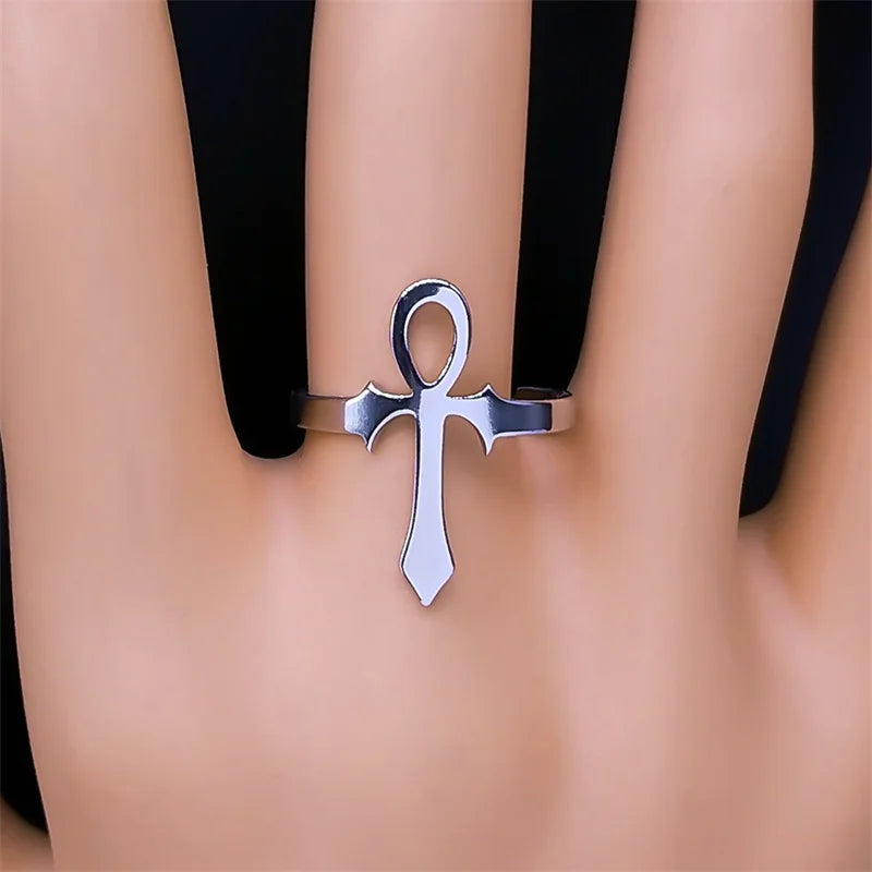 Egyptian Ankh KEY PARADAISE Stainless Steel Ring.