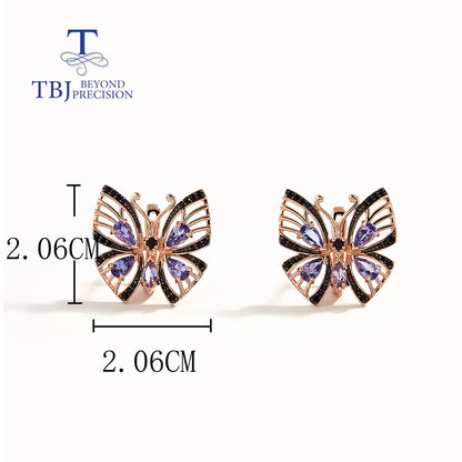 Trendy Butterfly Style Silver Clasp  Earrings  Natural Precious Tanzanite Gemstone Luxury Jewelry for Women Wedding party gift