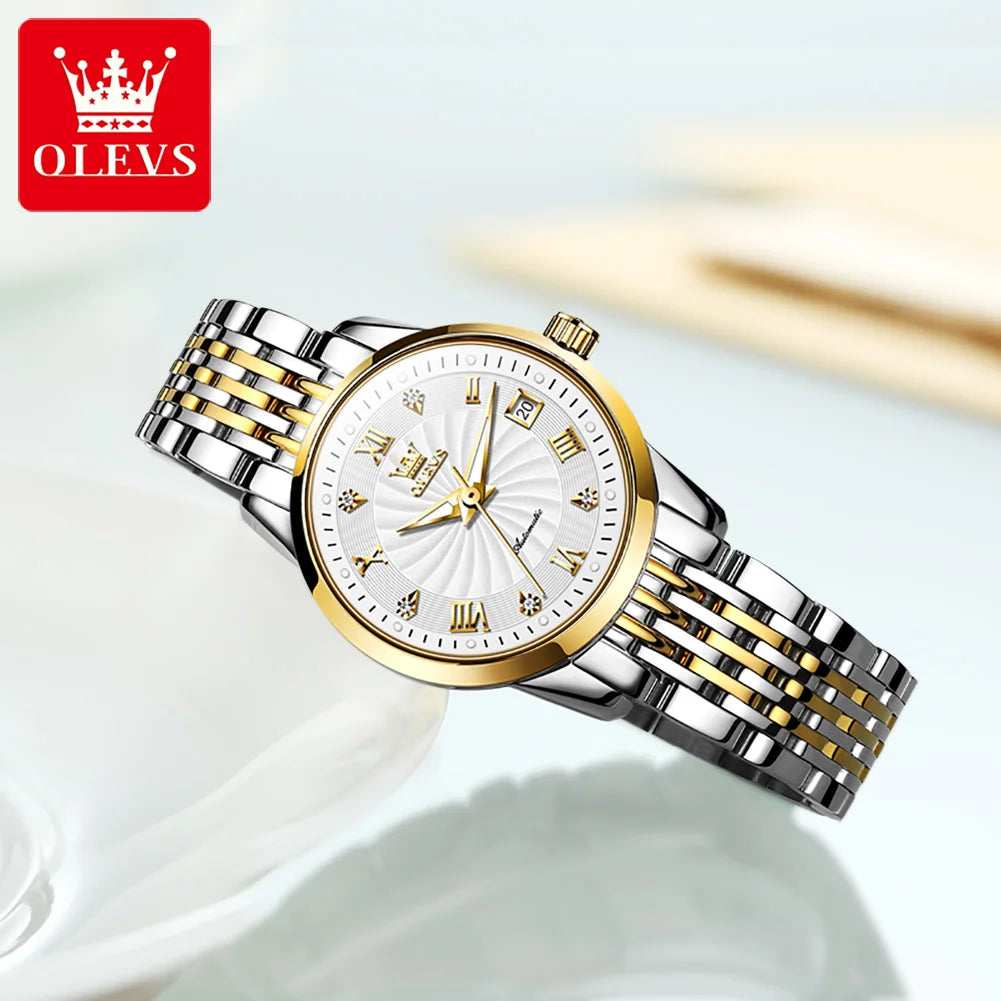 OLEVS 6630 Luxury Elegant Diamond Woman Watches Waterproof Mechanical Watch For Women Roman Scale Top Brand Ladies Hand Clock