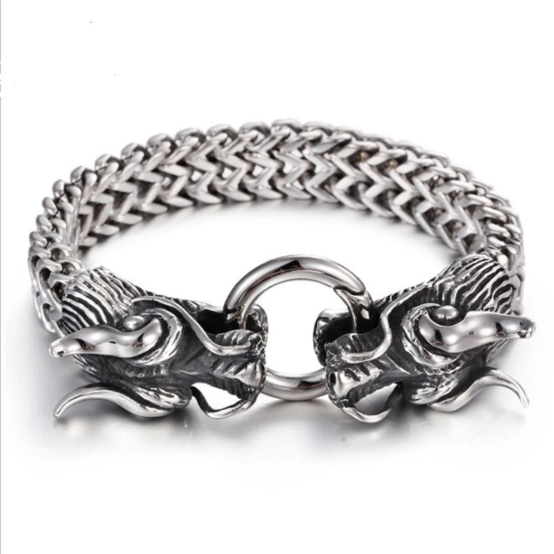 Men's Double Dragon Head Chain Bracelet For Men