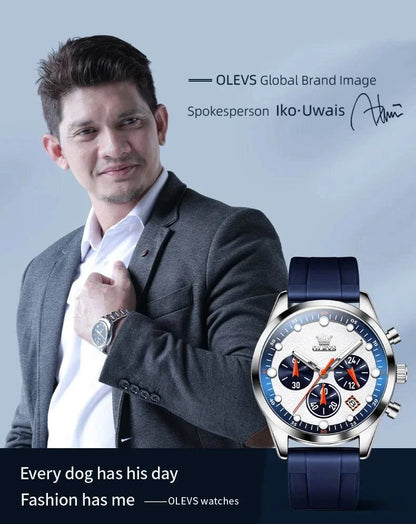 OLEVS 5602 New Sport Chronograph Quartz Watch For Men Waterproof Silicone Strap Man Watches Top Brand Fashion Hand Clock 2024