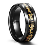 Tungsten Carbide Steel Ring Black Inlaid Gold Color Foil Wedding Ring for Men and Women Jewelry Wholesale