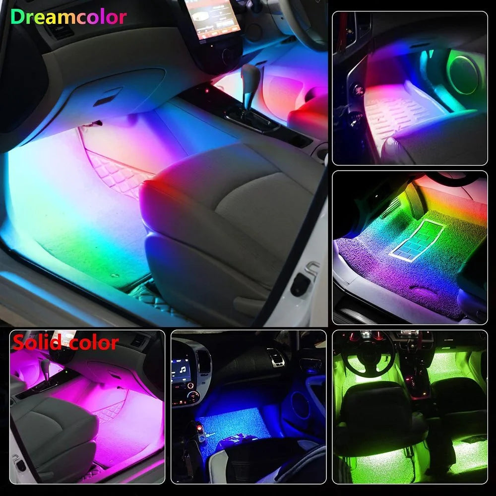 Neon LED Car Interior Ambient Foot Strip Light Kit.