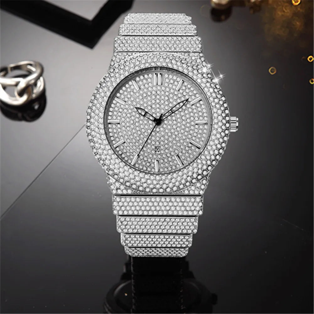 Watches For Male Fashion Diamond Golden.