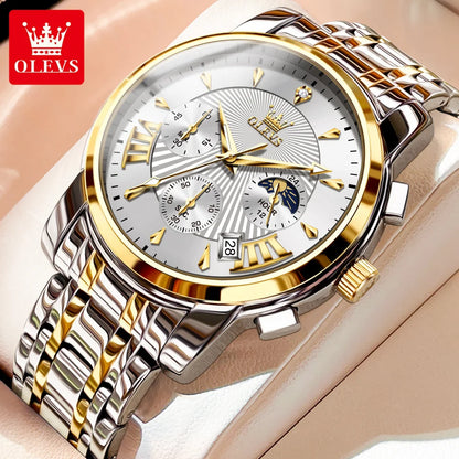 OLEVS Luxury Brand Quartz Watch for Men Waterpoof Chronograph Men&