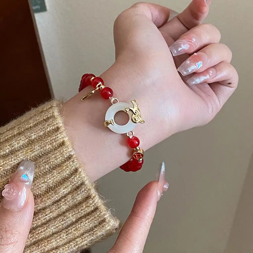 Chinese Year of Dragon Bracelet Lucky Red Bead