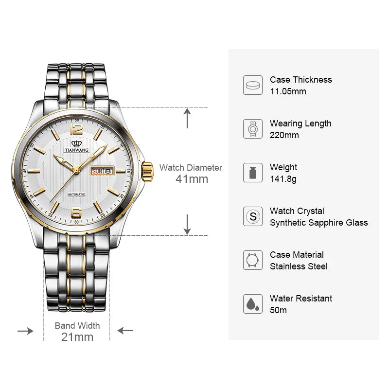 TIAN WANG Men's Business Automatic Mechanical.