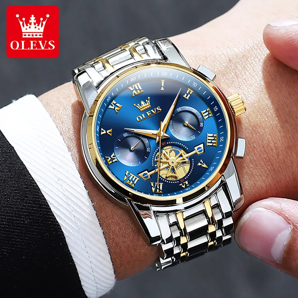 OLEVS Top Brand Men's Watches Classic Roman Scale Dial Luxury Wrist Watch for Man Original Quartz Waterproof Luminous Male reloj