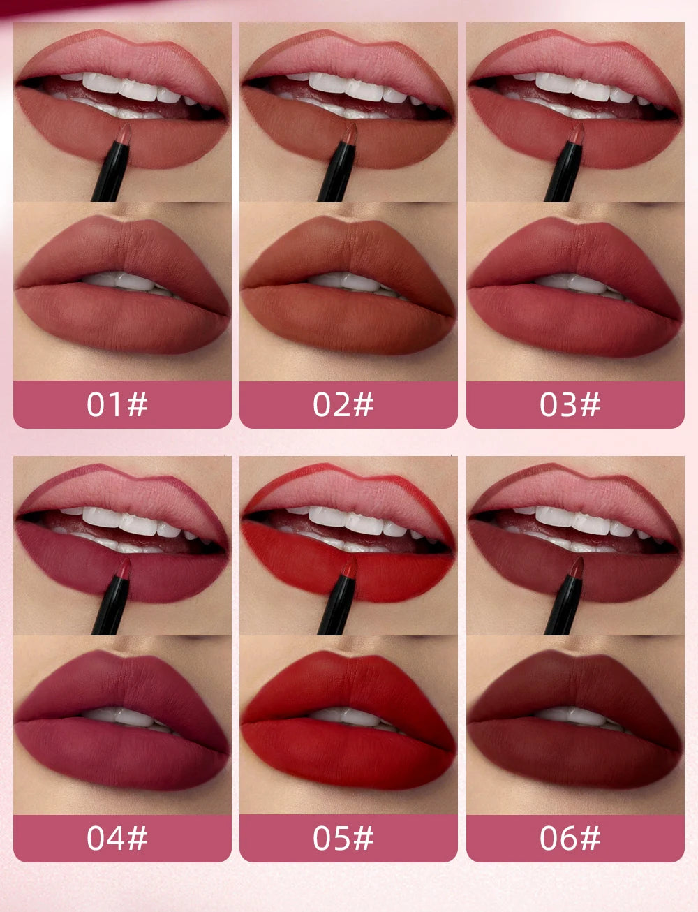 6 Colors Double-end Lip Gloss Waterproof Lipstick.