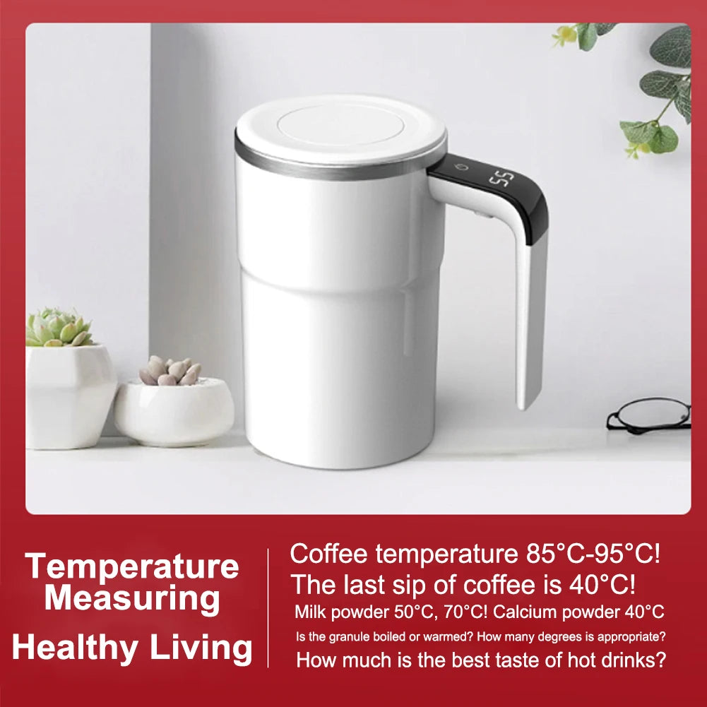 Magnetic Self Stirring Coffee Mugs Portable Automatic Mixing Cup Rechargeable Self Stirring Cup With Thermometer For Home Office