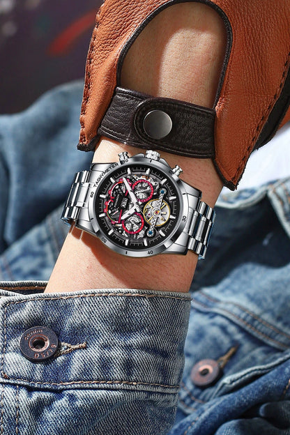 LIGE Mechanical Watches Chronograph Watch for Men Automatic Men&