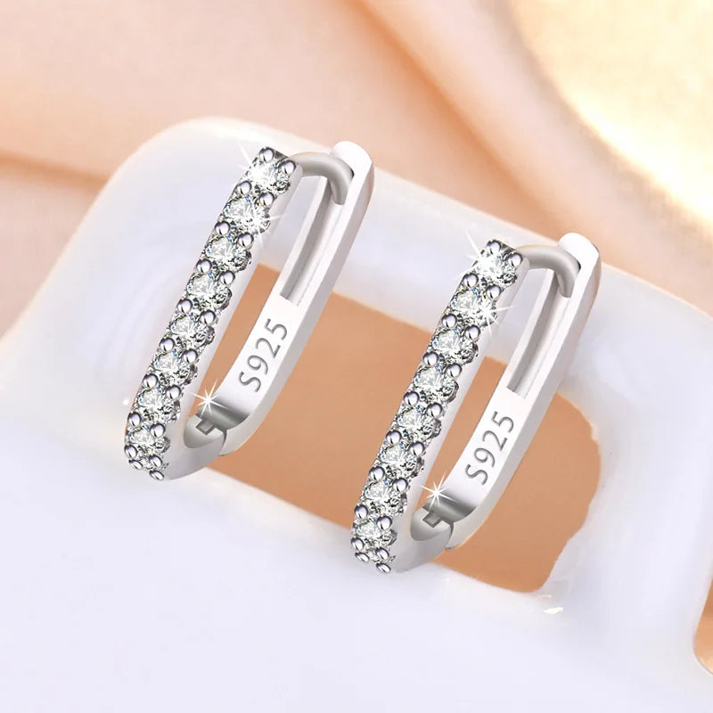 925 Sterling Silver Crystal Jewelry Fashion Zircon Circle.