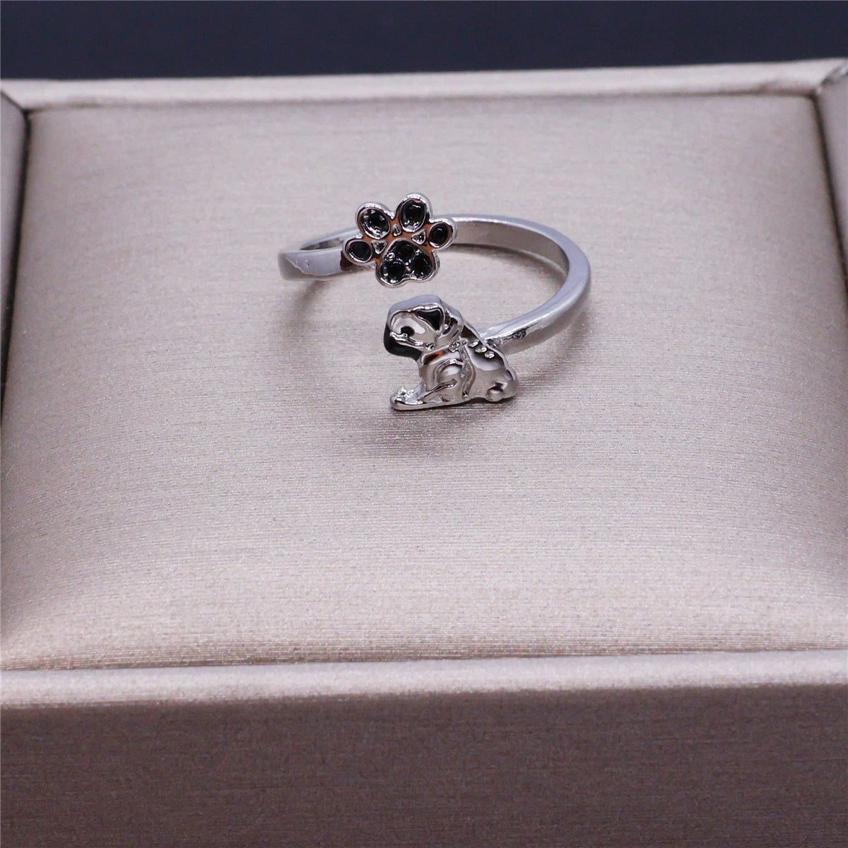 Creative Cute Black Dog Open Ring for Women