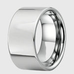 Wide Glossy Large Men's Ring Shiny Wedding Ring with Tungsten Flat Finish Design, Comfortable Fit