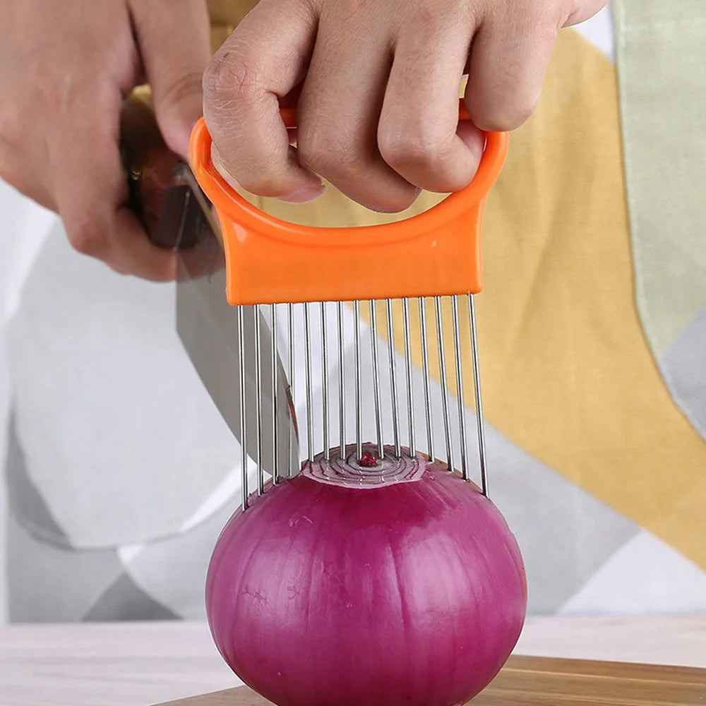 Stainless Steel Onion Needle Fork Vegetable Fruit Slicer Tomato Cutter Cutting Holder Kitchen Accessorie Tool Cozinha Acessório