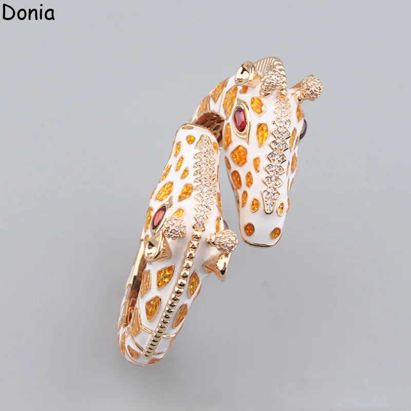 Donia Jewelry European and American fashion giraffe titanium steel micro-set zircon animal luxury bracelet