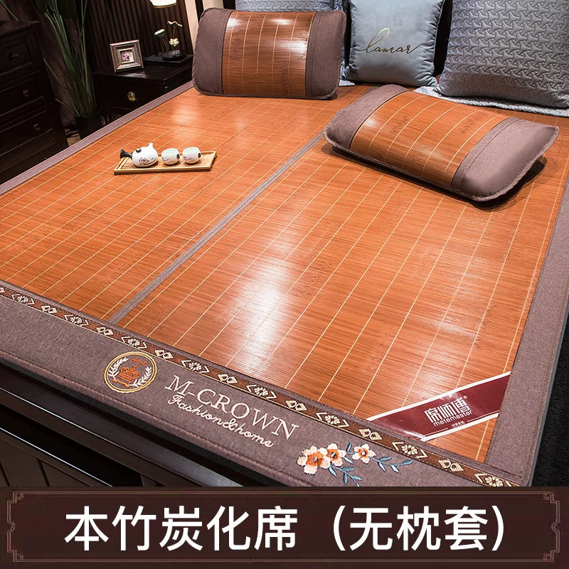 Natural carbonized bamboo mat cool mattress summer naked sleeping straw mat ice silk mat summer dual-use household mat