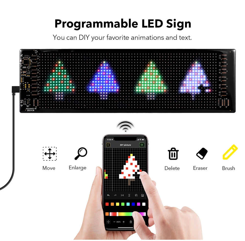 Smart Bluetooth LED Display Screen Message Scrolling Sign Board Ultra-thin Soft Flexible Advertising Light For Store Car Display