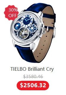 TIELBO Luxury Crystal Diamond Automatic Tourbillon Movement Man Watch