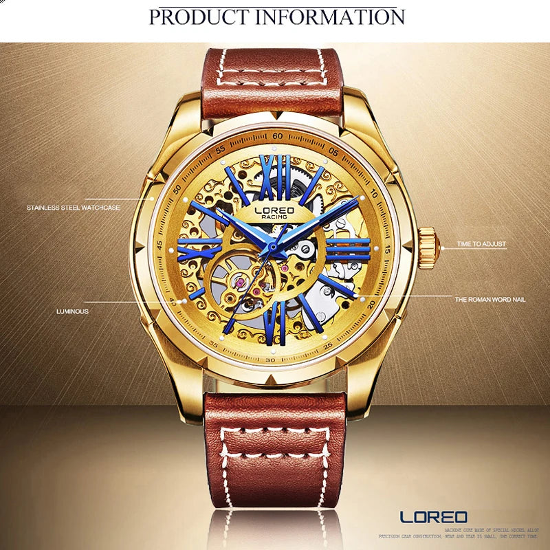 LOREO Watch for Men Luxury Brands Sapphire Glass Watches.