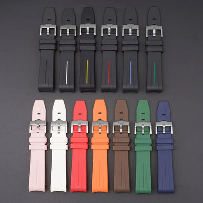 Curved Interface Rubber Watch Strap For Omega.