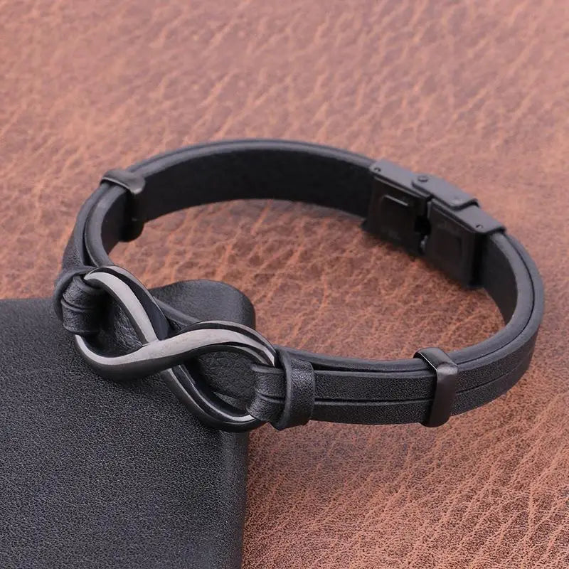 Fashion New Style Leather Bracelet Infinity Logo Special Popular Pattern Men's Bracelet Wrist Chain Valentine's Day Jewelry Gift