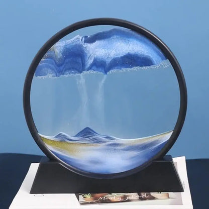 Quicksand Painting Sand Art Round Glass 3D Hourglass Deep Sea Sandscape In Motion Display Flowing Sand Frame for Home Deco