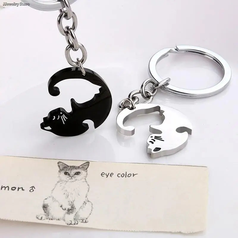 Cute Black Cat Couple Keychain