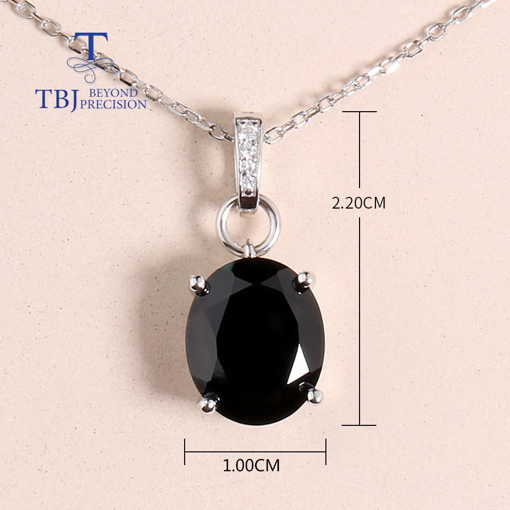 Simple design natural black spinel pendant necklace 925 sterling silver women fine jewelry festival daily wear gift