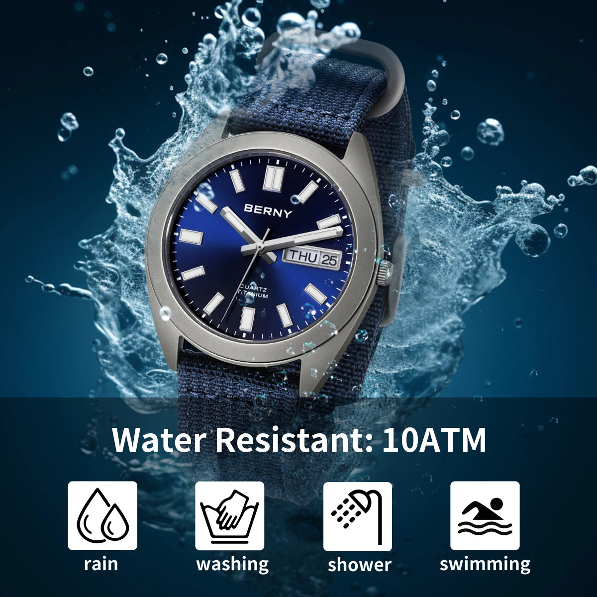 Titanium Watch for Men Sport Quartz Wristwatch.