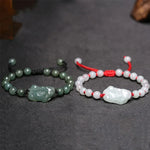 Customized Natural Jade Emerald Pixiu Beads Bracelets.