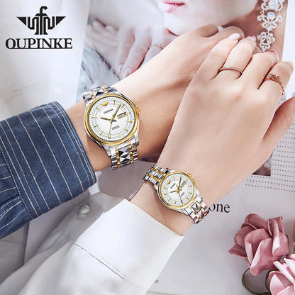 OUPINKE 3170 Couple Watches for Men Women Japan Automatic Mechanical Movement Lover&