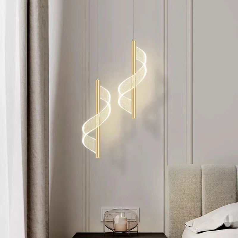 Bedroom Pendant light Acrylic Spiral modern.