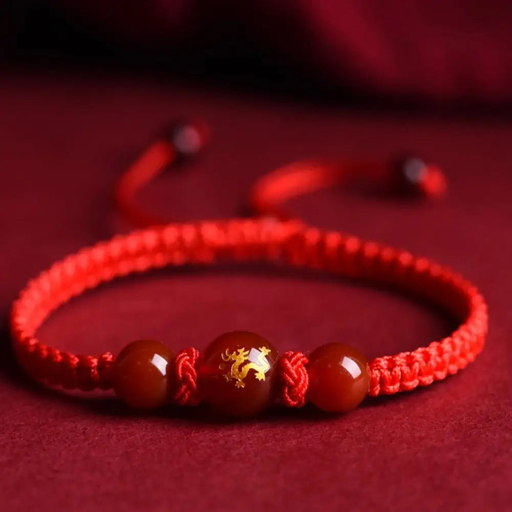 Chinese Style Dragon Bracelet 2024 Dragon Year Lucky Red Rope Bracelet Xmas Near Year Gift