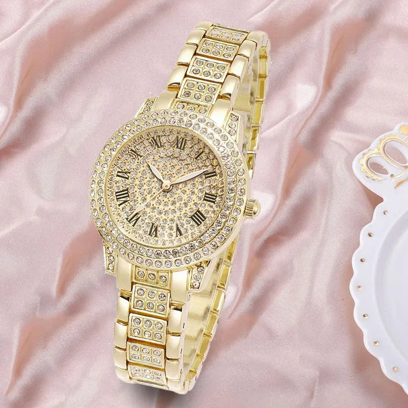 Hot Fashion Women Luxury Diamond Watches Bracelet Ladies Quartz Watch Rose Gold Womens Wristwatch Shiny Crystal Reloj Mujer