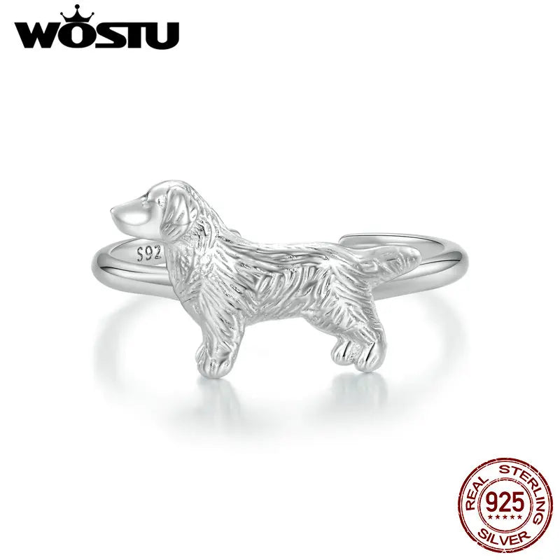 Silver Golden Dog Adjustable Rings for Women,