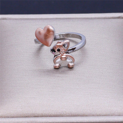 Creative Cute Love Corgi Butt Open Ring for Women Exquisite Pet Puppy Memorial Jewelry Accessories Dog Lovers Holiday Gifts