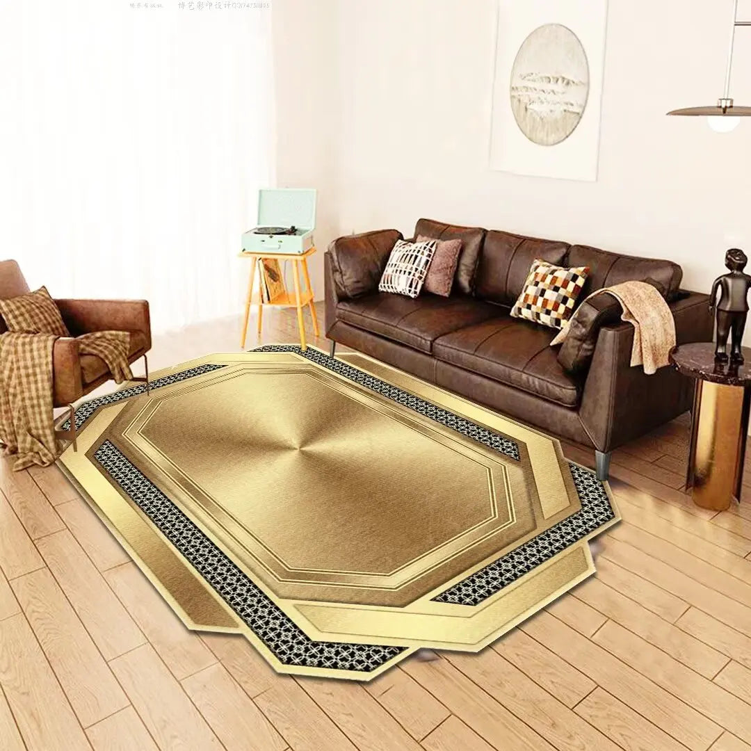 Irregular Gold Carpets for Living Room Home Decoration Bedroom Carpets Non-slip Large Size Luxury Rug Washable Soft Floor Mat