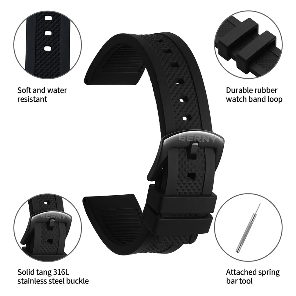 BERNY Silicone Strap Watchbands.