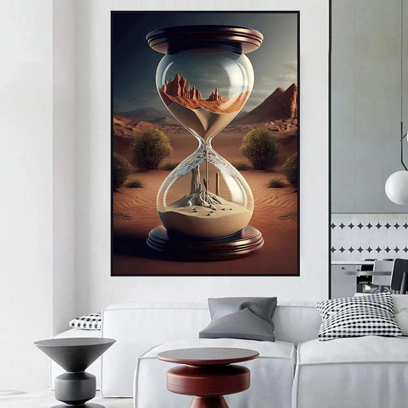 Hourglass Desert Sunset Poster Abstract Art Modern Picture Print Poster Wall Art Canvas Painting Home Living Room Decoration