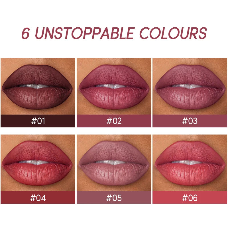 2 In 1 Lipstick Set Makeup Matte Lipstick & Lip Liner Pencil Waterproof Lasting Cosmetics Nude Brown Contour Tinted Lip Balm Kit